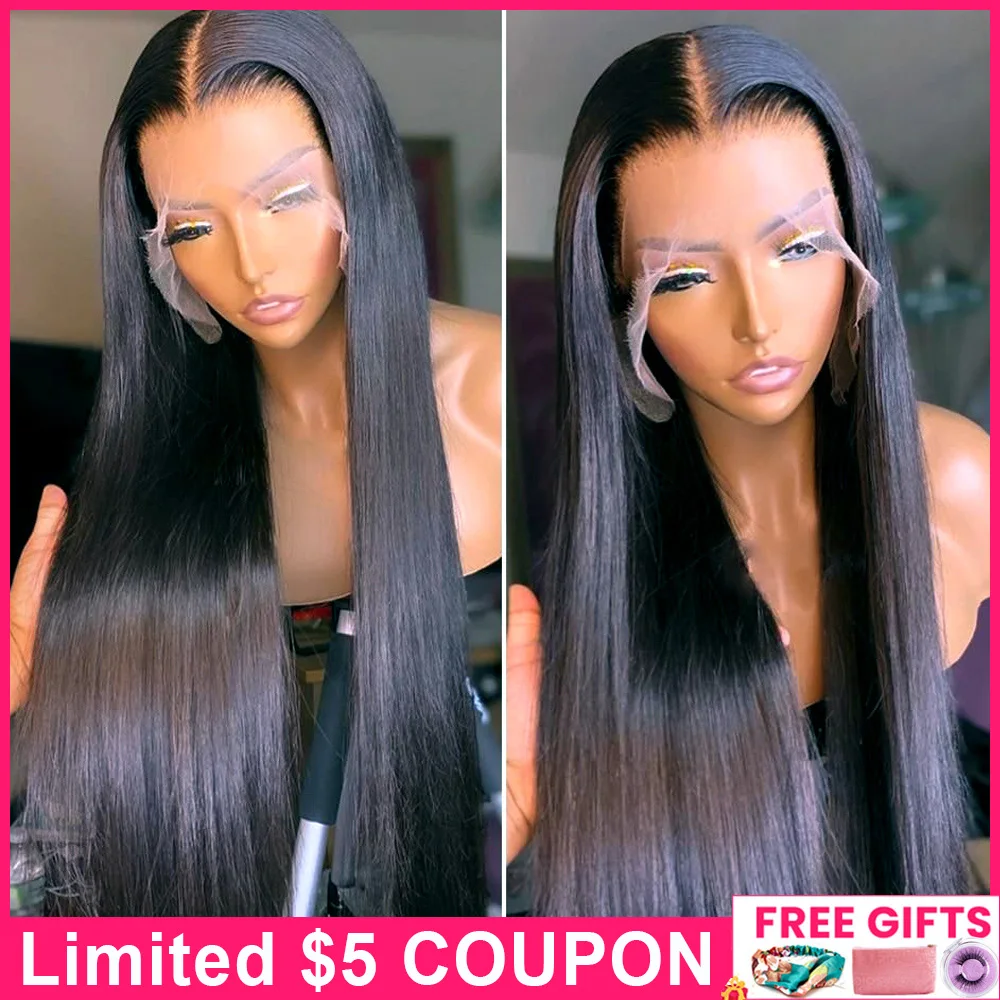 Transparent Lace Wigs Megalook Lace Front Human Hair Wigs For Women 5x5 Lace Closure Wigs 28 Inch Remy Lace Frontal Wig 180%
