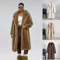 Neo Mint Vintage Luxury Long Faux Fox Fur Coat Women 2025 Winter Warm Fluffy Fur Jacket Female Street Furry Outerwear Overcoat