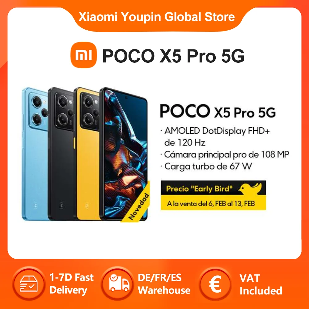 POCO X5 Pro, versión Global, 5G, 128GB/256GB, Snapdragon 778G, 120Hz,...