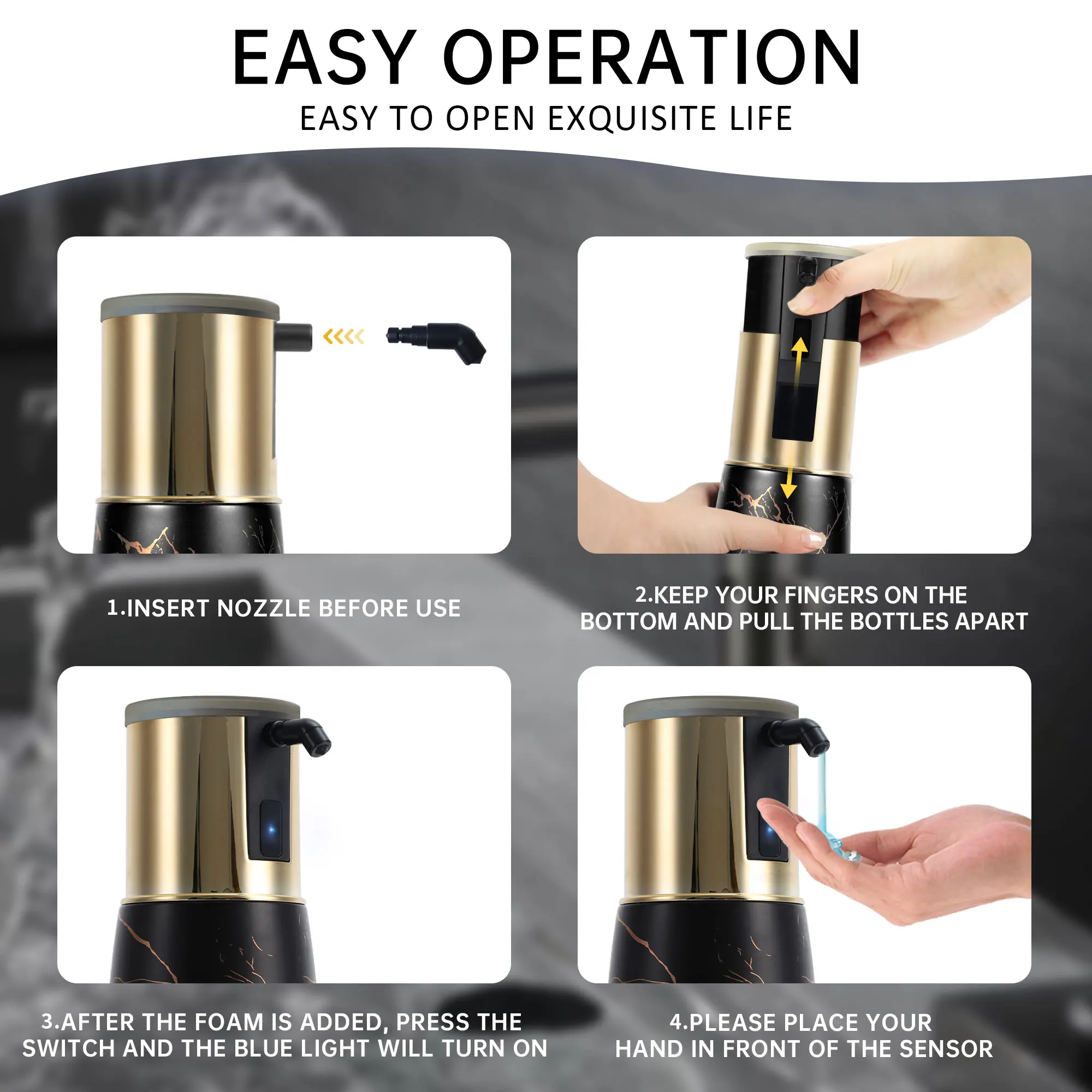 USB Charging Automatic Liquid Soap Dispenser Machine Dishwashing Gel Machine For Kitchen Bathroom Ceramic Touchless