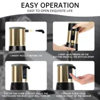 เครื่องจ่ายสบู่เหลวอัตโนมัติแบบชาร์จ USB เครื่องเจลล้างจานสำหรับห้องครัวห้องน้ำเซรามิกแบบไม่ต้องสัมผัส 6