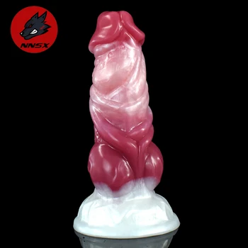 NNSX Realistic Dog Dildo Knot With Suction Cup Rosy Gradient Butt Plug Masturbation Fun for Adults Sexy Toys for Women Sex Shop 1