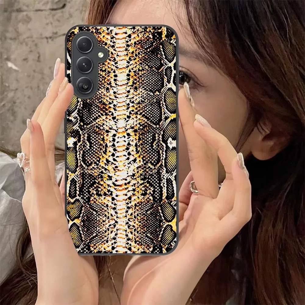 Snake Skin Texture Mobile Cell Phone Case For Samsung Galaxy A91 70 54 53 52 34 24 21 Note 20 10 M54 Plus Ultra 5G Black Cover