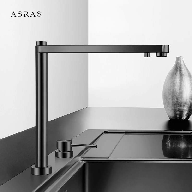 ASRAS Black Kitchen Sink Faucet Lifting Faucet Hot And Cold Water