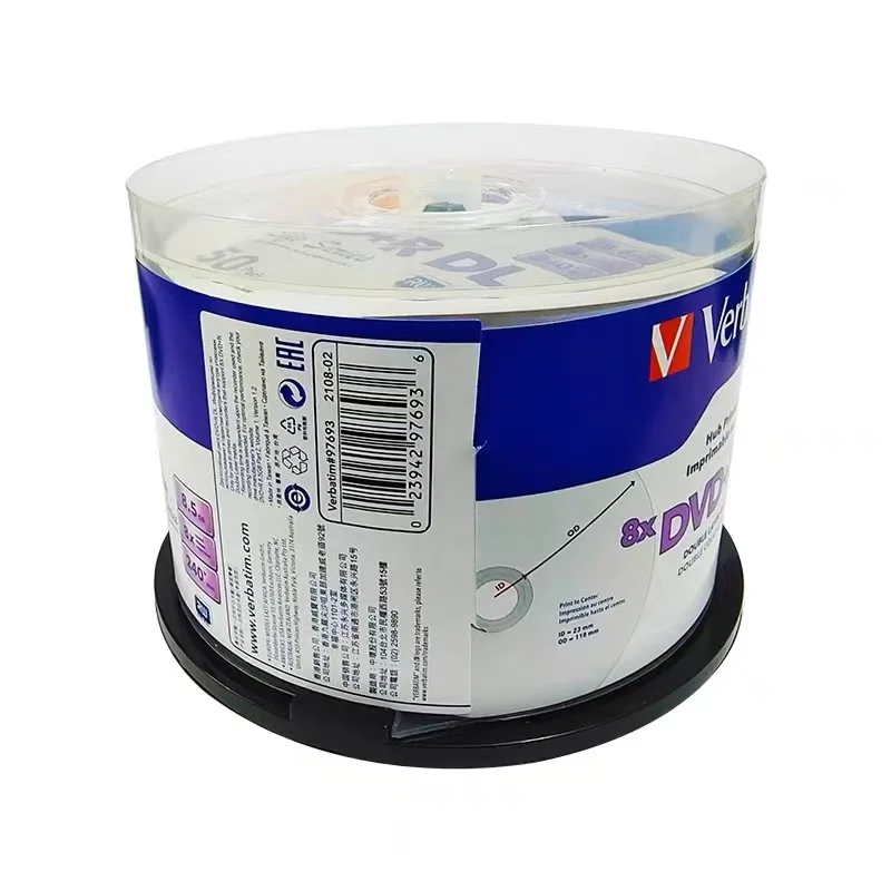 Authentic VerBrand Grade A 8.5 GB Blank Printable DVD+R DL Disc 5 discs blank recordable disc