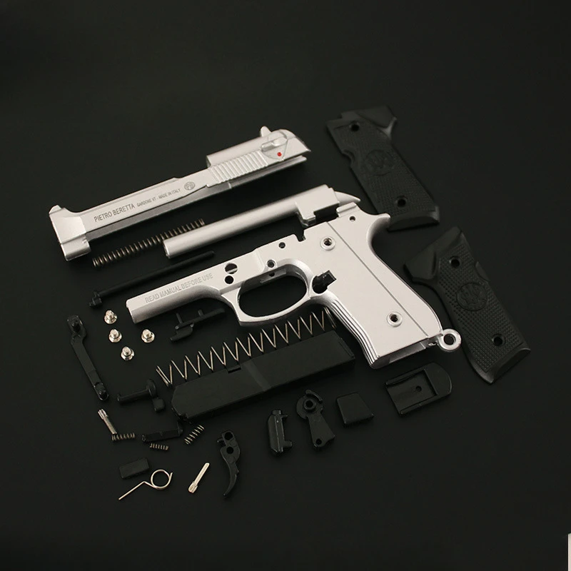 7.5cm Beretta Model 92f Pistol Detachable Metal Toy Mini Pendant Disassembly Pull Trigger Keychain Ornament Collection for Kids 3