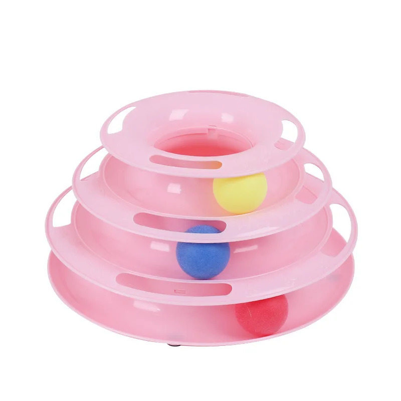 Three Levels Pet Cat Toy Tower Tracks Disc Cat Intelligence Amusement Triple Pay Disc Cat Toys Ball Training Amusement Plate jolly ball for dogs Toys