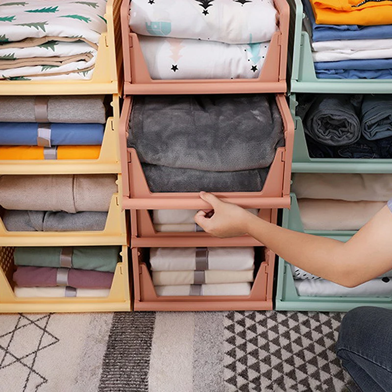 Description Picture 5 of itemPlastic Drawer Organizer Foldable Clothes Sorting Rack Storage Baskets Stackable Wardrobe Storage Box for Bedroom