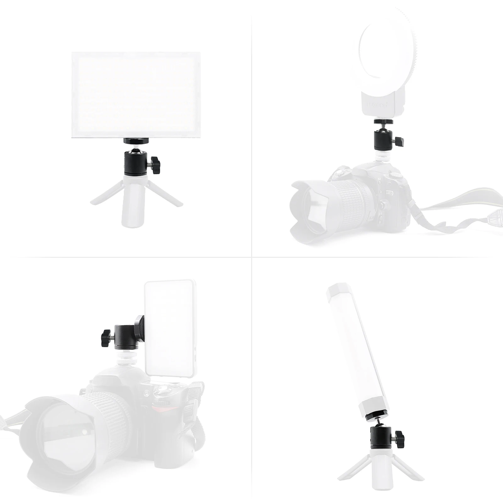 Tripod Ball Head Cold Shoe Ball Head Camera Panoramic Head Mini Ball Head with 1/4'' Screw Hole Universal Ball 360&deg; Ratatable Locking Knob Control for Tripod Cameras Photography Light