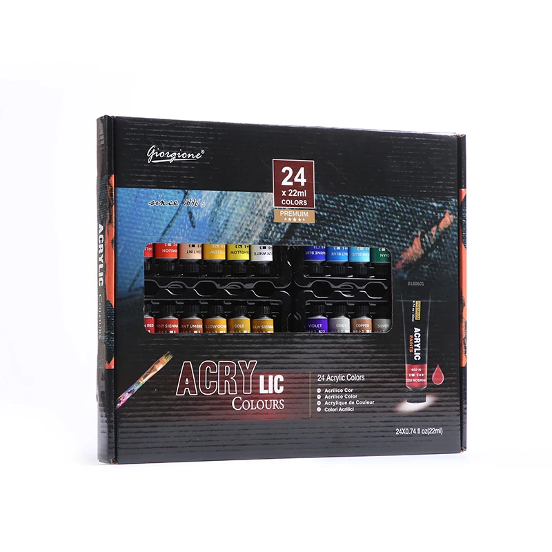 조르조네 22ml 아크릴 물감 세트 24색 수채화 DIY 어린이 그림 그리기 유화 미술 용품 키트
