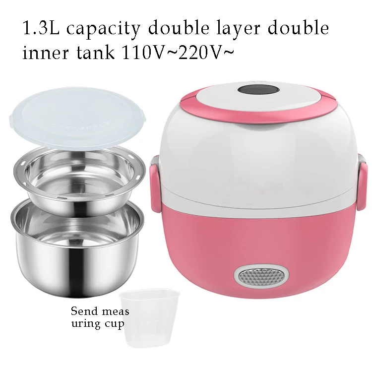 1.3L Portable Electric Rice Cooker Stainless Steamer Heating Pot 2