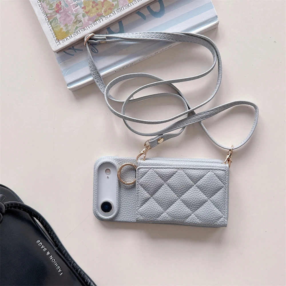 Crossbody Lanyard Wallet Case with Card Holder and Leather Cover
