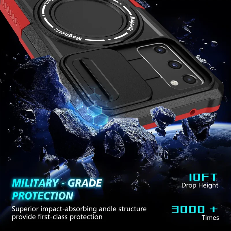 Shockproof Armor Case with Magsafe Wireless Charging and Magnetic Ring Holder