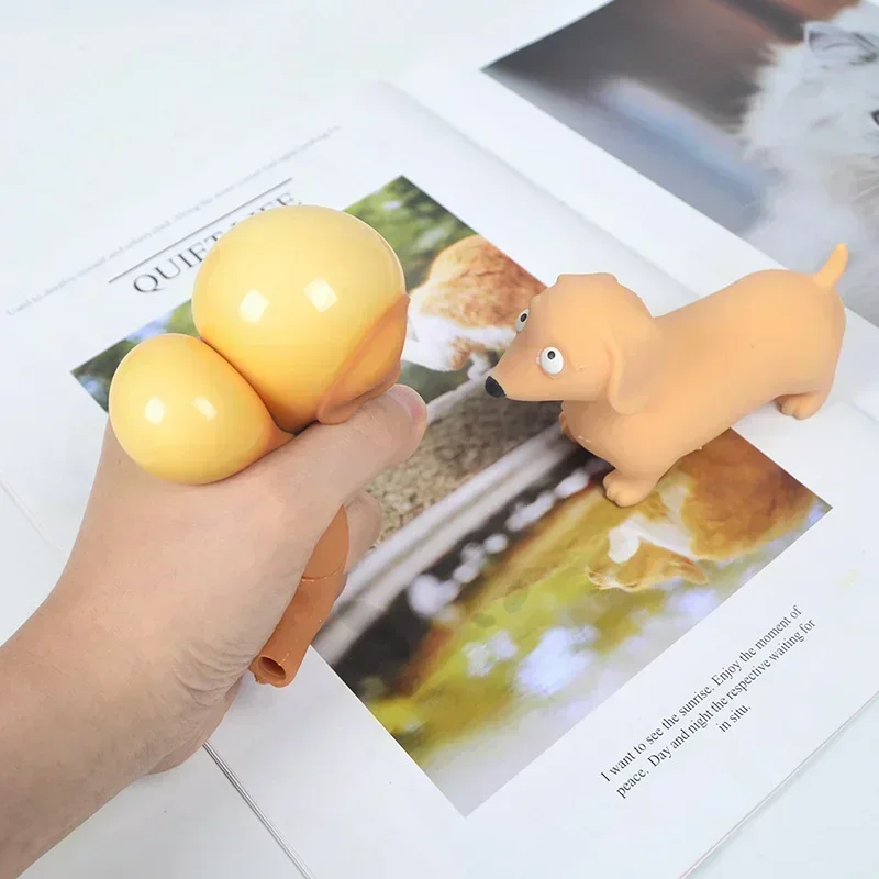 1 PCS Random Creative Decompression Simulation Sausage Dog Toy Pinch Music Sand Elastic Stretch Deformation Dog Vent Squeeze Toy 3