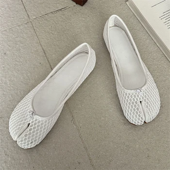Summer Hollow Out Mesh Split Toe Women Tabi Ballet Flats Comfortable Walking Loafers Casual Ladies Dance Shoe Zapatos De Mujer 1