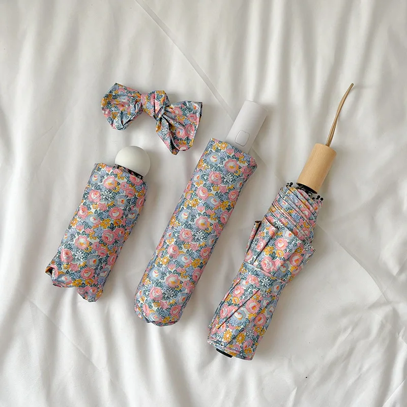 Retro Floral Umbrella Women's Literary High-End Strong Sun Protection Sunscreen Sun Umbrella