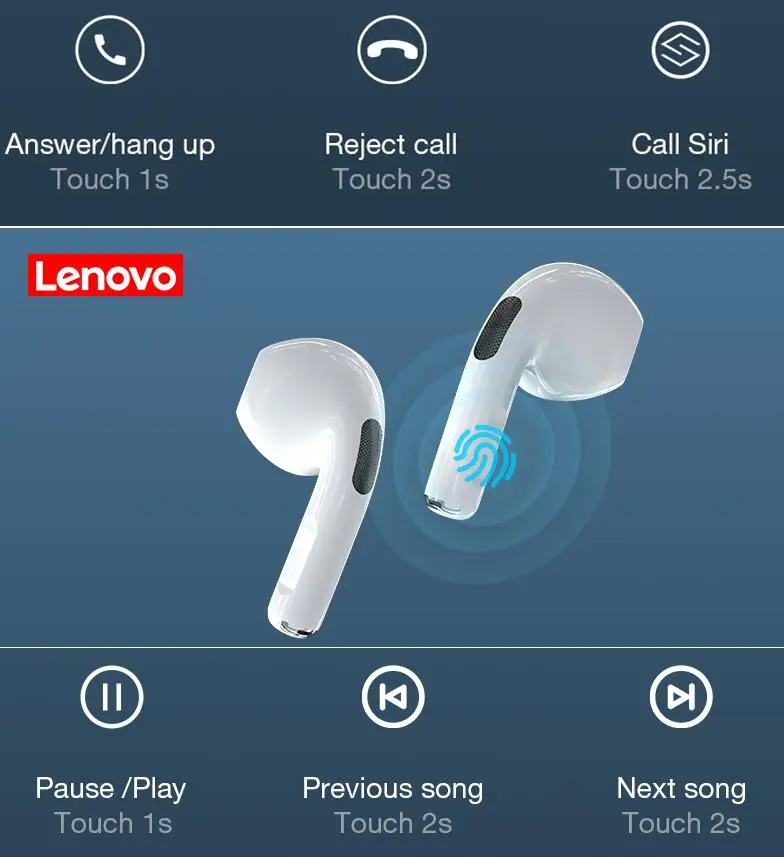 Lenovo LivePods HT38 TWS Bluetooth Earphone Mini Wireless Earbuds with Mic for iPhone Xiaomi Sport Waterproof 9D Stere Headphone 2