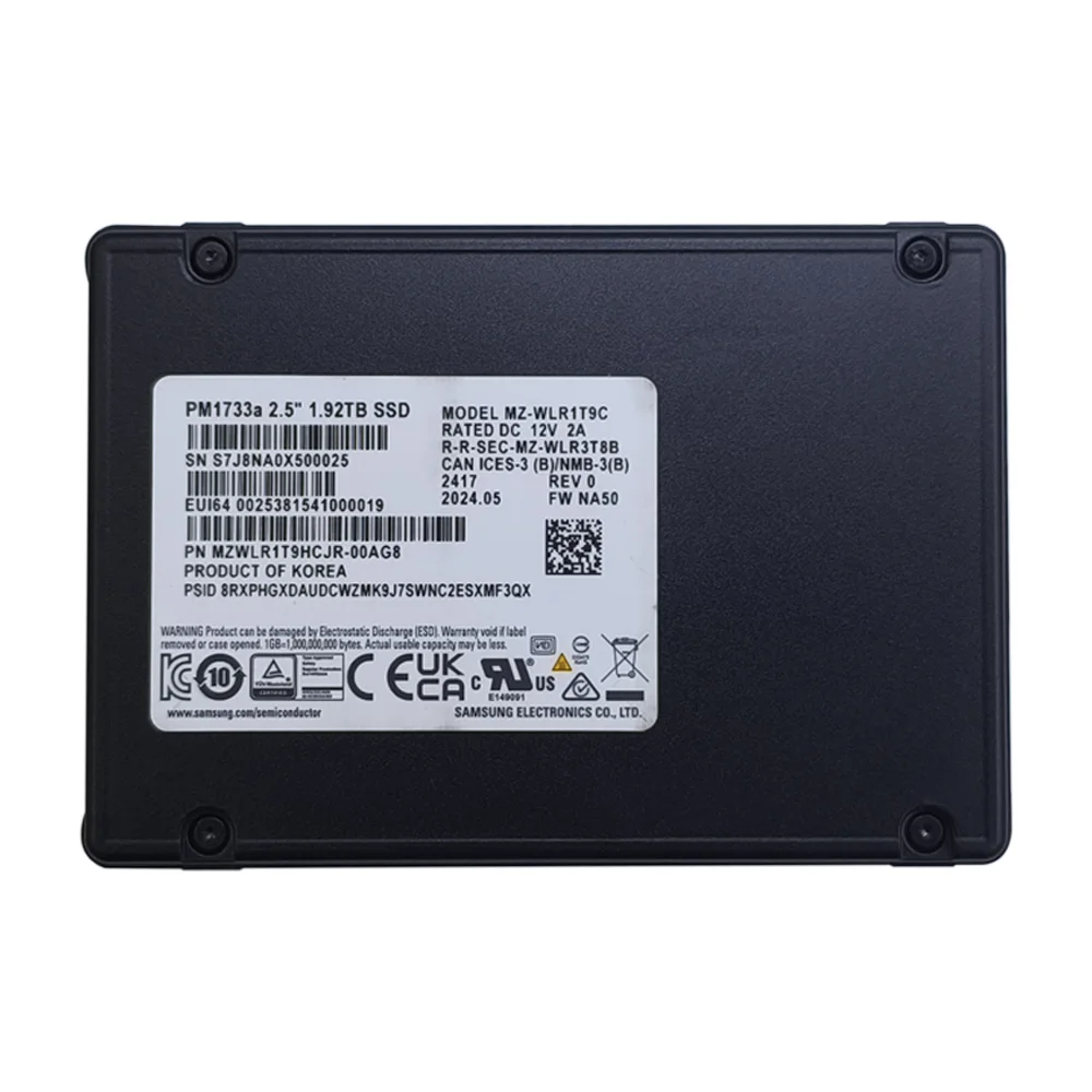 삼성의 새로운 외장형 Hdd NVMe 서버 고성능 디스크용 기존 Enterprise SSD PM1733a 1.92TB U.2  PCIe4.0 MZ-WLR1T9C-Freehip.co.kr