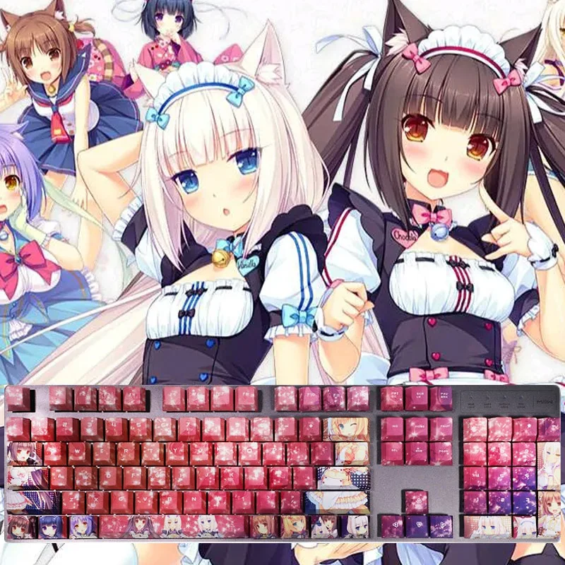 

Kawaii Keycaps Game Keyboard Decoration Two-dimensional Beautiful Girl Keycap Fans Otaku Cosplay Accessories Gift