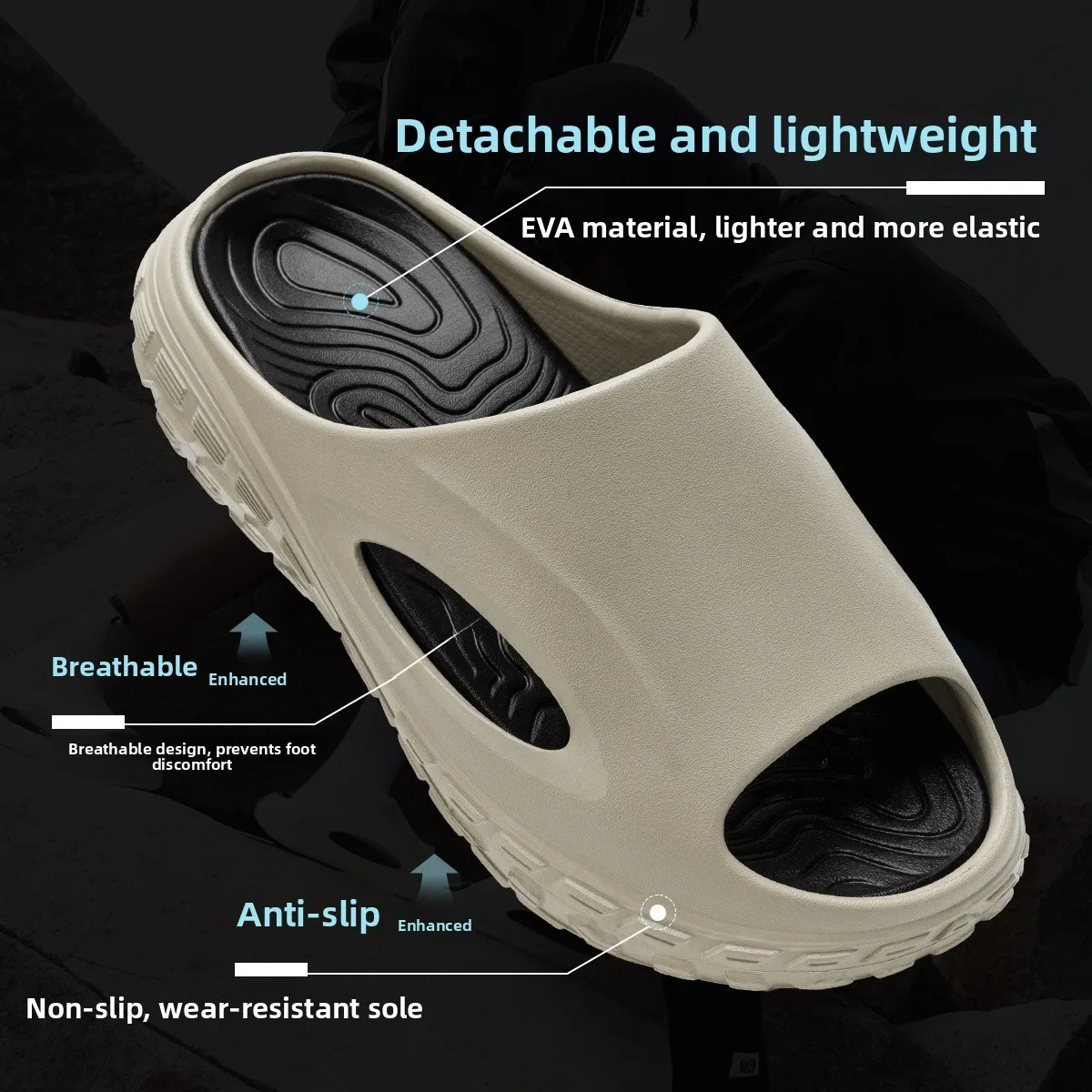 Men's Summer Outdoor Thi Bot Slip-resistant Sports Sle Slippers Anti-odor Home Indoor And Outdoor Wear EVA Material