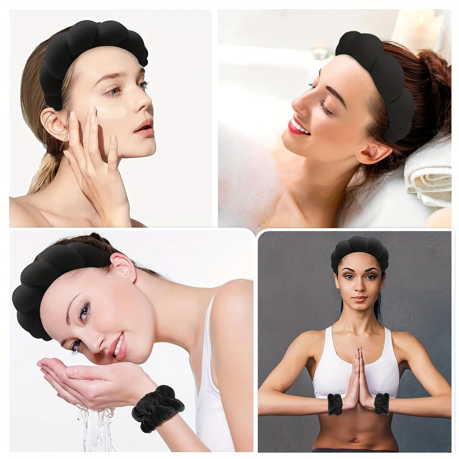 5 Stück Spa-Stirnbänder und Armbänder, einschließlich Haarnadeln, Gesichtswasch- und Hautpflege-Stirnbänder, wasserdichte Make-up-Stirnbänder – Detail 8
