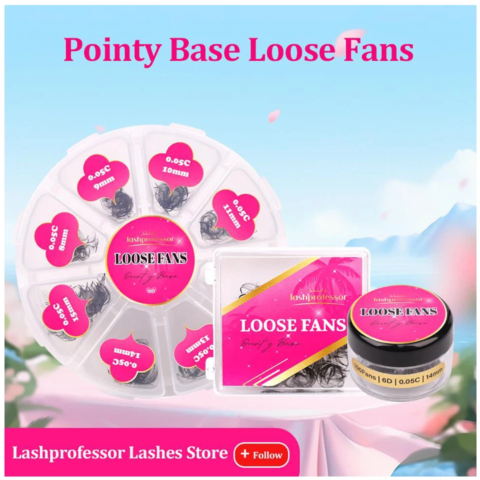 Lashprofessor 300 Fans 500 Fans Base A Punta Ventole Sciolte Professionale Stelo Medio Sharp Thin Premade Volume Fans Ciglia A Ventaglio Sciolte