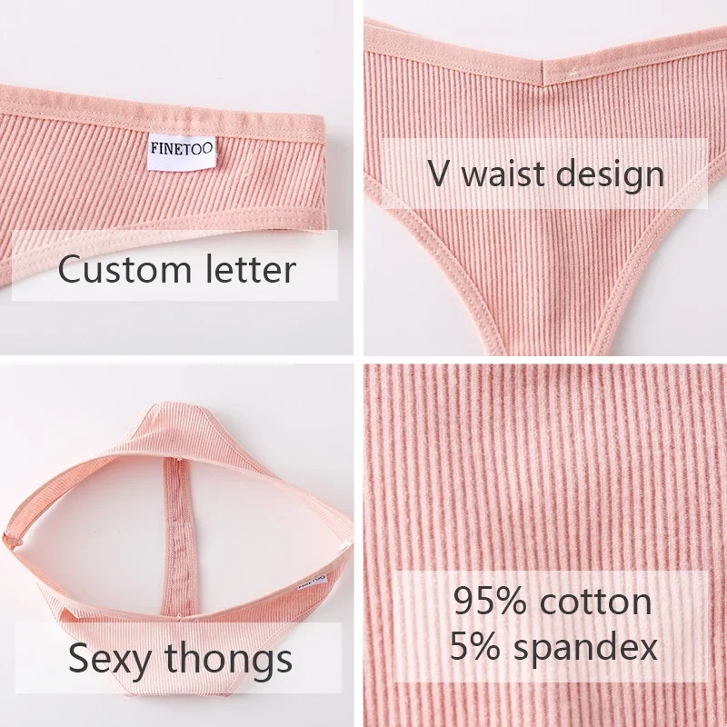 Women Panties Cotton Thongs Low Waist G-String Briefs Ladies Brazilian Lingerie Girls Breathable Intimates 3Pcs/Set