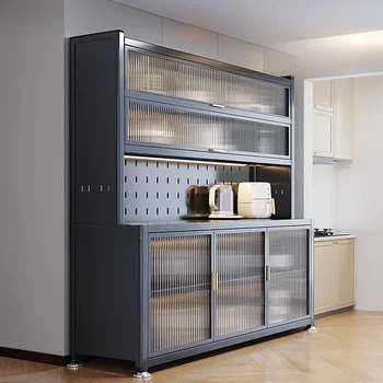 ตู้ครัวทันสมัยพร้อมชั้นวางของ ตู้ครัวเหล็กสไตล์นอร์ดิก ตู้ครัวโลหะสูงหรูหรา เฟอร์นิเจอร์ห้องครัว 2