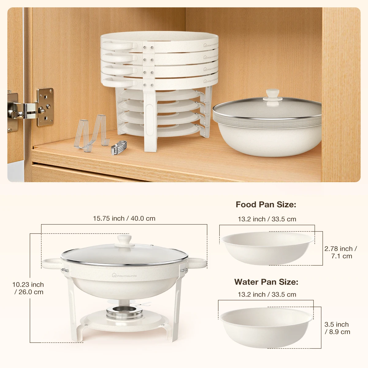 White Round Chafing Dishes Buffet Set with Glass Lid