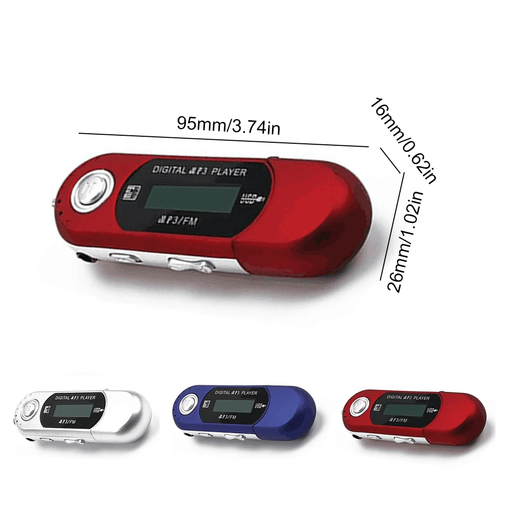 미니 MP3 플레이어, 지지대 32G TF 카드 플래시 드라이브, LCD 음악 플레이어, 실버