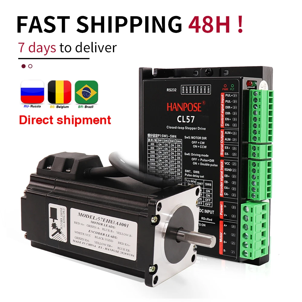 Servo motor Stepper Motor 57CME26 57EH83 56/100MM Hybrid Step-servo motor Nema23 Closed Loop 4A 2.6N.M +CL57 for CNC Router