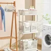 Multilayer Laundry Basket Household Dirty Clothes Storage Trolley Movable Rolling Laundry Cart Portable Bathroom Clothes Shelf 4