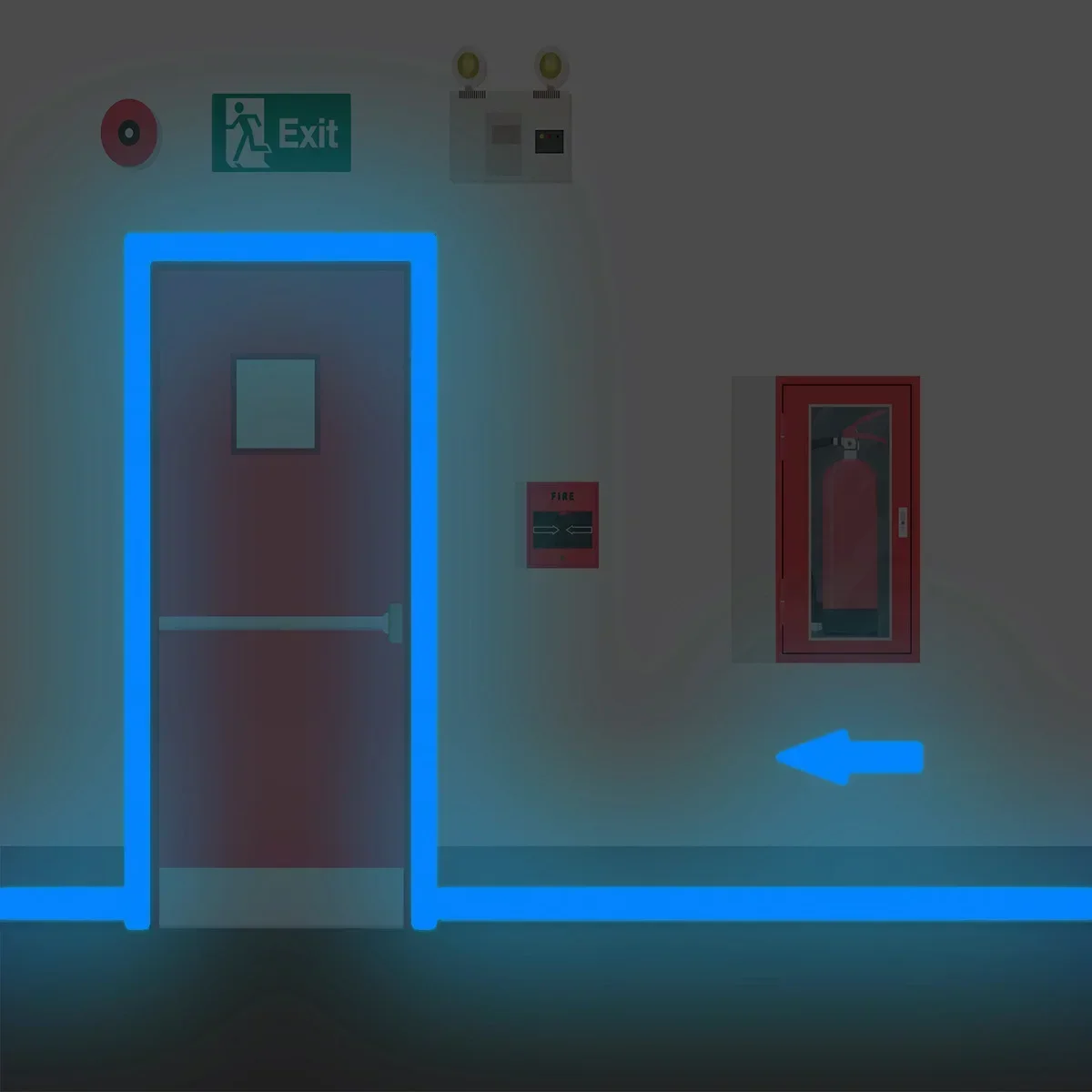 Luminous Tape Luminous Tape Green Warning Ground Light Storage Stair Anti-Slip Sticker Reflective Fluorescent