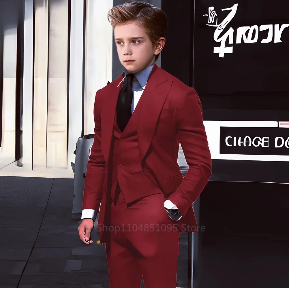 Kids Wedding Suits for Boys Easter Church Blazer Vest Pants Children Graduation Party Prom Tuxedo Teenager Flower Dress Costume