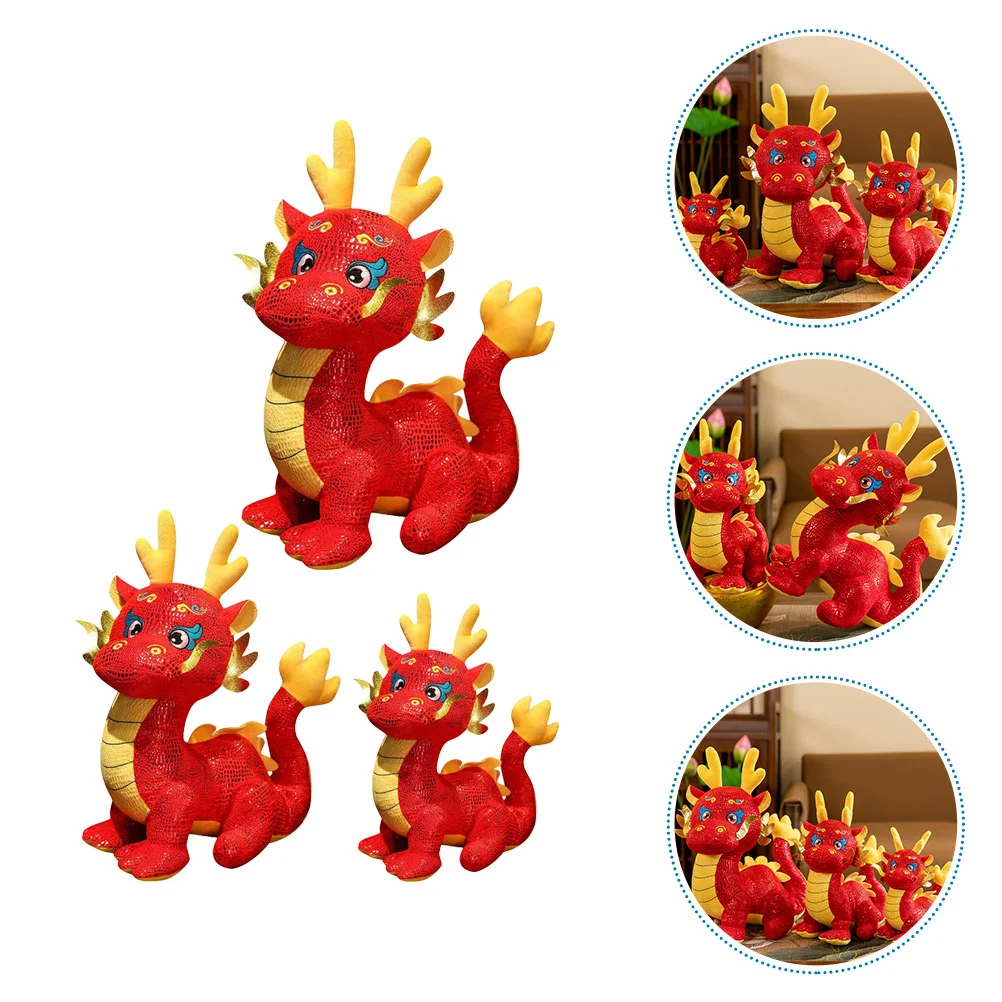 

3pcs Stuffed Dragon Desktop Dragon Plush Chinese New Year Dragon Stuffed 20cm 24cm 30cm