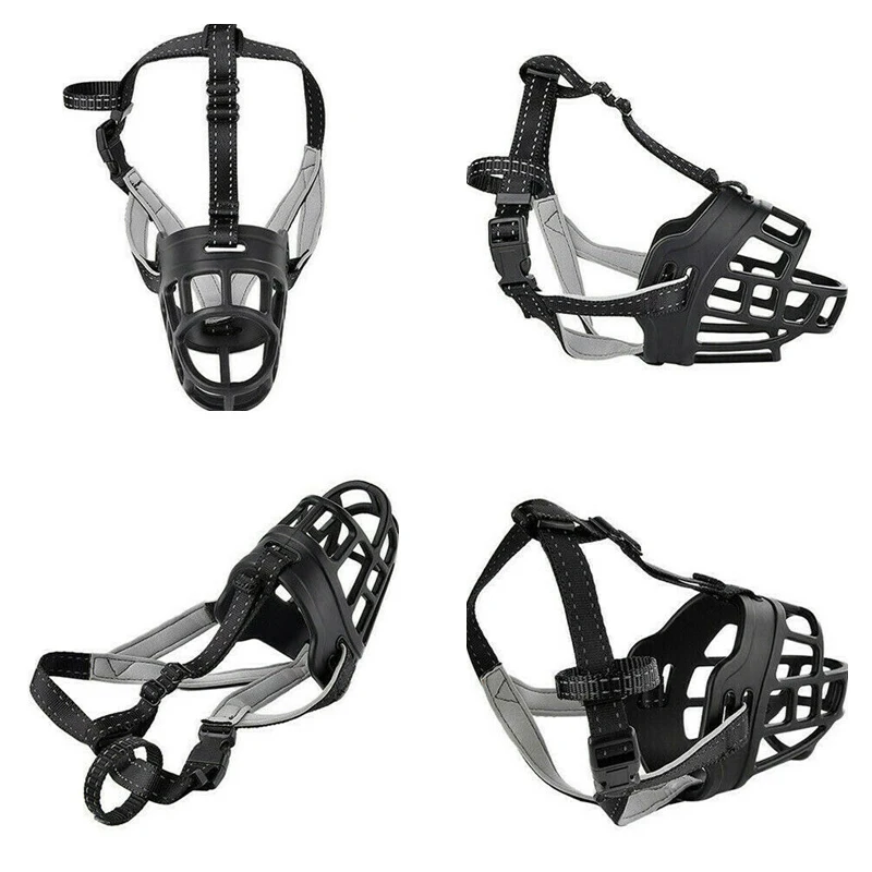 Adjustable Dog Muzzle Soft Silicone Breathable Mesh Strong Basket Small
