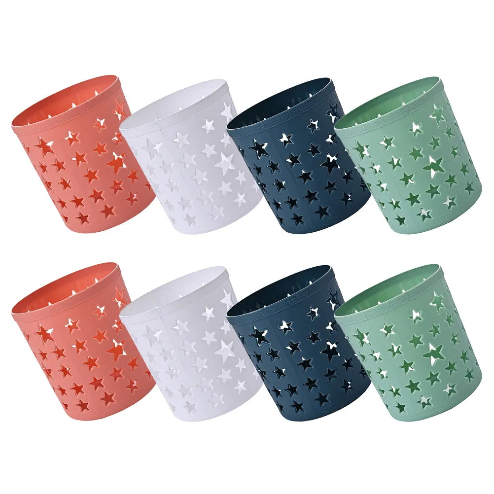 8Pcs 현대 다기능 플라스틱 연필 홀더 데스크 주최자 펜 컵 사무실 주방 조리대에 대한 중공 저장 용기