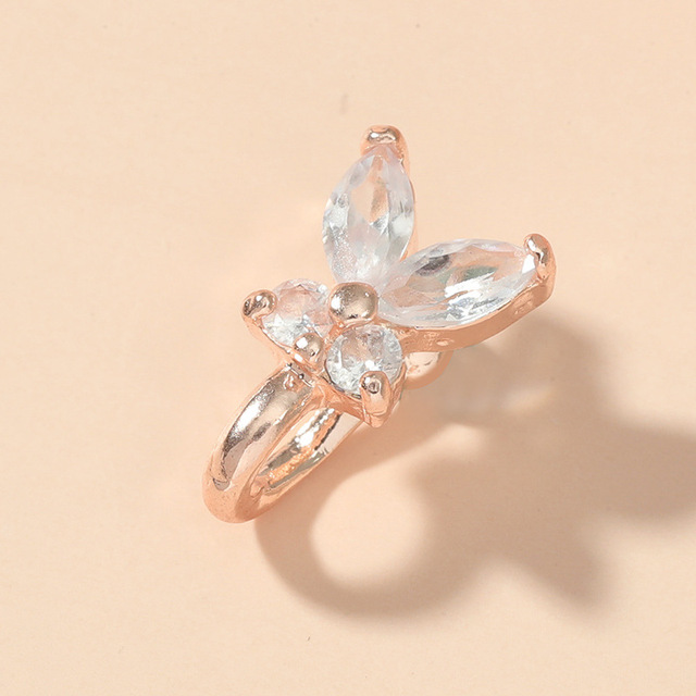 Crystal Butterfly Fake Nose Ring Non Piercing Clip On Nose Ring Indian Style Nose Cuff Fake Piercing Septum Nariz Jewelry