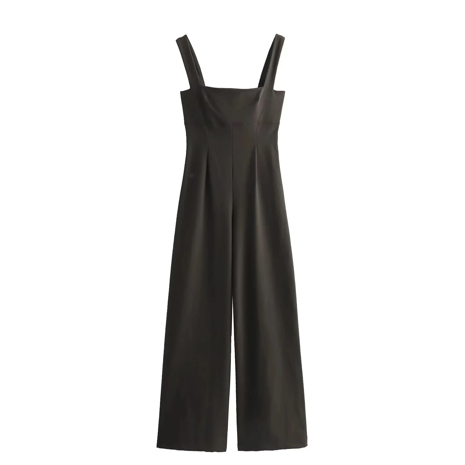 

TRAF Woman’s Tech Fabric Long Jumpsuits Sexy Sleeveless Shoulder Strap Jumpsuits Chic Wide-leg Jumpsuits Autumn Casual Clothing