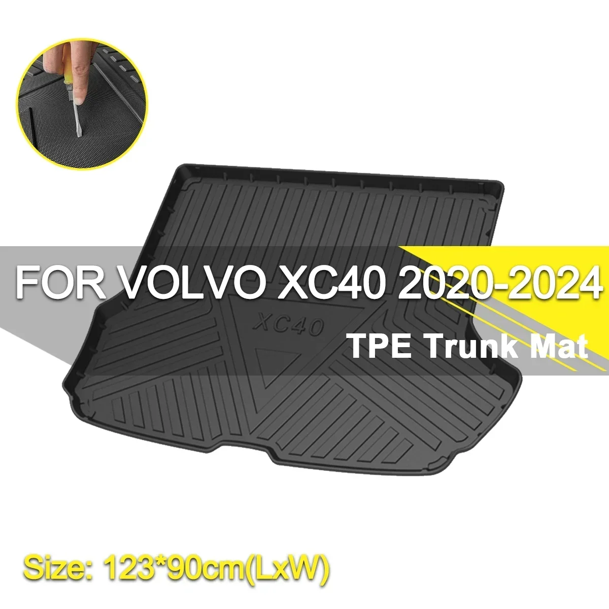 

Car Rear Trunk Cover Mat Waterproof Non-Slip Rubber TPE Cargo Liner Accessories For Volvo S60 S80 S90 V40 V60 V90 XC40 XC60 XC90