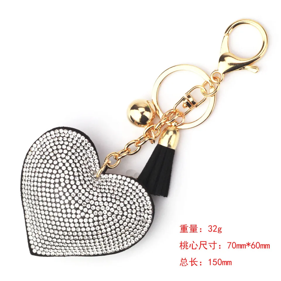 Portachiavi a forma di cuore d'amore con strass