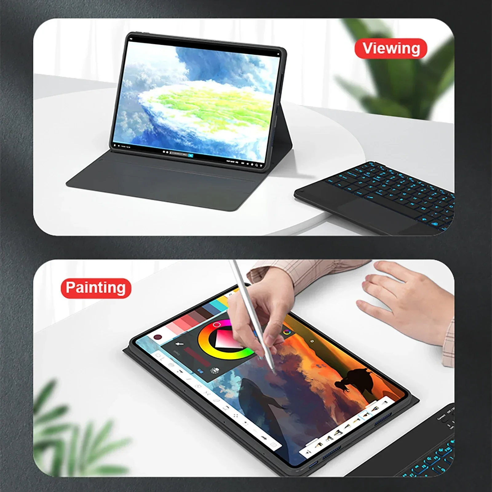 Premium Shockproof Tablet Case with Magnetic Bluetooth Keyboard - Fits 11-Inch Tablets