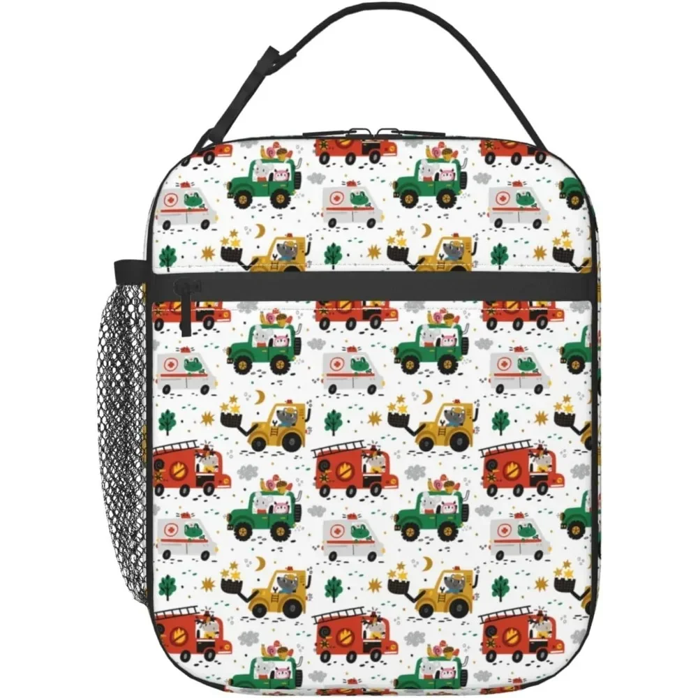 

Симпатичные водители пожарная машина скорой помощи сумка для ланча изолированный Ланч-бокс для женщин мужчин брикет для офиса пикника