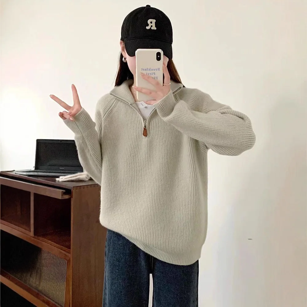 Thick Turtleneck Long Sleeve Knitted Sweater for Women