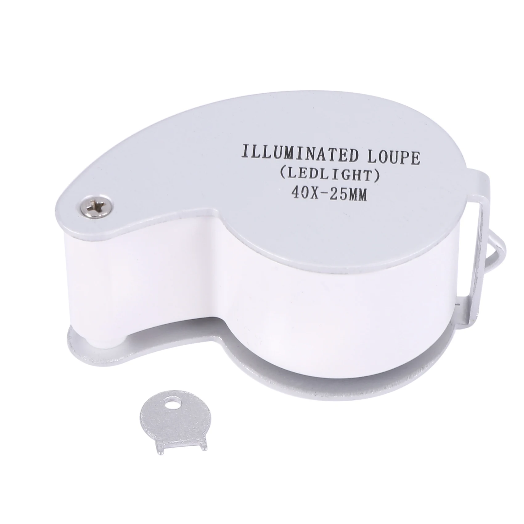 

40 X 25mm Glass Lens Jeweler Loupe Magnifier With LED-Silver