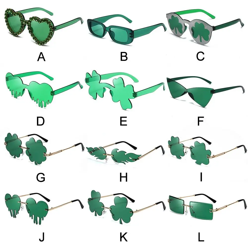 St. Patrick' Day Irih Shamrock Sunglae Green Four Leaf Clover Leprechaun Cotume Glae Fahion Rimle Sun_voghion.com