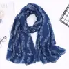 Colorful Musical Note Print Scarf Cotton Voile Smooth Musical Note Floral Shawl 180*80cm Breathable Musical Note Floral Wrap 3