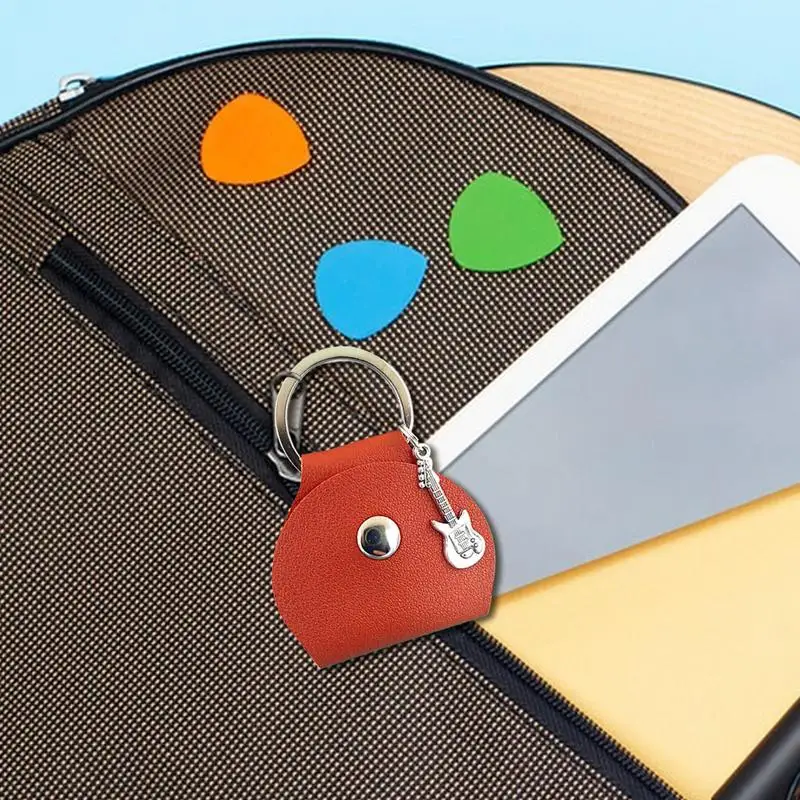 Guitar Pick Storage Case Picks Storage Organizer Pendant PU Leather Tool For Home Stage Performance School Concert