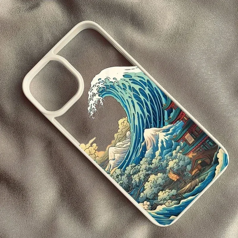 Anime Landscape Shockproof Clear Phone Case - Wave Scenery Design