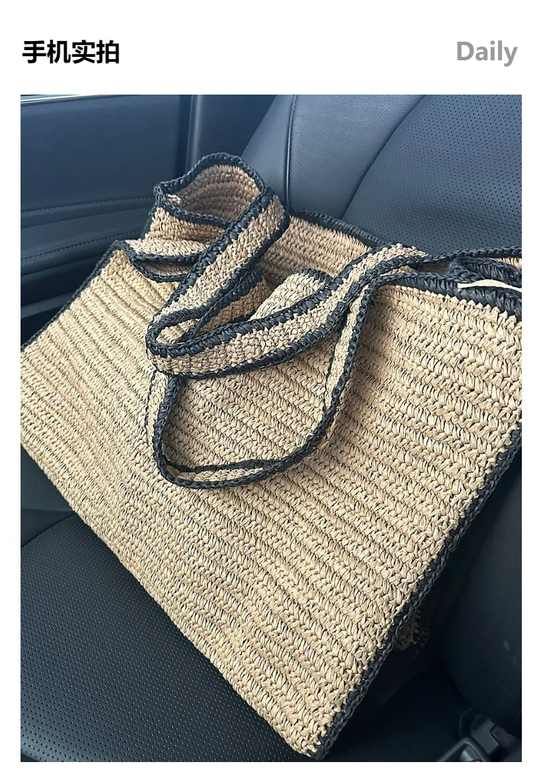 Straw Woven Tote Bags for Women Shoulder Raffia Bag 2025 Rattan Large Shopping Basket Beach Bag Luxury Crochet Handbag Tote Bag
